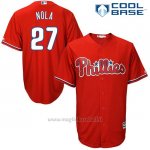 Maglia Baseball Uomo Philadelphia Phillies Aaron Nola Rosso Cool Base