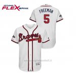 Maglia Baseball Uomo Atlanta Braves 5 Freddie Freeman 2019 Postseason Flex Base Bianco