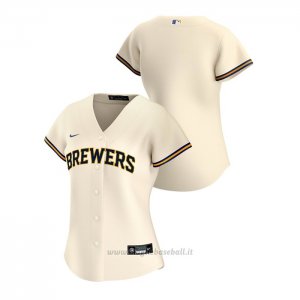 Maglia Baseball Donna Milwaukee Brewers Replica 2020 Primera Crema