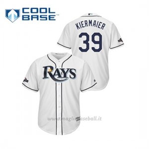 Maglia Baseball Uomo Tampa Bay Rays 39 Kevin Kiermaier 2019 Postseason Cool Base Bianco