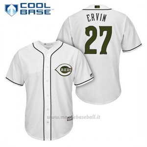 Maglia Baseball Uomo Cincinnati Reds 27 Phillip Ervin Bianco2018 Alterner Cool Base