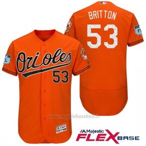 Maglia Baseball Uomo Baltimore Orioles 53 Zach Britton Arancione 2017 Allenamento Primaverile Flex Base Giocatore
