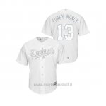 Maglia Baseball Hombre Los Angeles Dodgers 13 Max Muncy 2019 Players Weekend Funky Muncy Replica Bianco