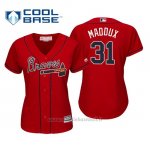 Maglia Baseball Donna Atlanta Braves Greg Maddux Cool Base Majestic Alternato 2019 Rosso