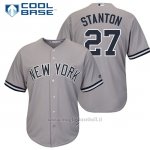 Maglia Baseball Uomo New York Yankees 27 Giancarlo Stanton Grigioreplica Giocatore Cool Base