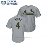 Maglia Baseball Uomo St. Louis Cardinals Yadier Molina 2018 Dia de los Caidos Cool Base Grigio