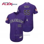 Maglia Baseball Uomo Colorado Rockies Jon Grigio Flex Base Entrenamiento De Primavera 2019 Viola