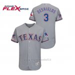 Maglia Baseball Uomo Texas Rangers Delino Deshields 150th Aniversario Patch Autentico Flex Base Grigio