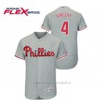 Maglia Baseball Uomo Philadelphia Phillies Scott Kingery 150th Aniversario Patch Flex Base Grigio