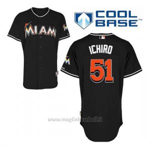 Maglia Baseball Uomo Miami Marlins Ichiro Suzuki 51 Nero Alterner Cool Base