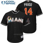 Maglia Baseball Uomo Miami Marlins 14 Martin Prado Nero2017 Cool Base