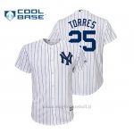 Maglia Baseball Bambino New York Yankees Gleyber Torres Cool Base Official 1ªBianco