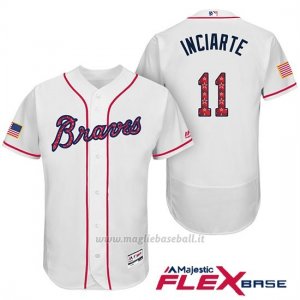Maglia Baseball Uomo Atlanta Braves 2017 Estrellas y Rayas 11 Ender Inciarte Bianco Flex Base
