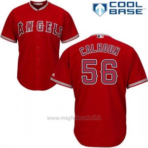 Maglia Baseball Uomo Los Angeles Angels 56 Kole Calhoun Scarlet Cool Base