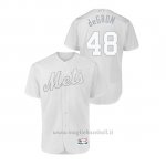 Maglia Baseball Hombre New York Mets 48 Jacob Degrom 2019 Players Weekend Autentico Bianco