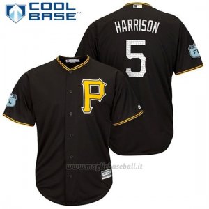 Maglia Baseball Uomo Pittsburgh Pirates Josh Harrison Nero 2017 Allenamento Primaverile Cool Base Giocatore