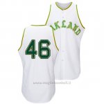 Maglia Baseball Uomo Oakland Athletics Santiago Casilla Throwback 1968 Bianco