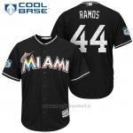Maglia Baseball Uomo Miami Marlins A.j. Ramos Nero 2017 Allenamento Primaverile Cool Base Giocatore