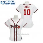 Maglia Baseball Uomo Atlanta Braves 10 Chipper Jones Bianco Cool Base
