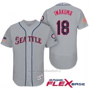 Maglia Baseball Uomo Seattle Mariners 2017 Estrellas y Rayas Hisashi Iwakuma Grigio Flex Base