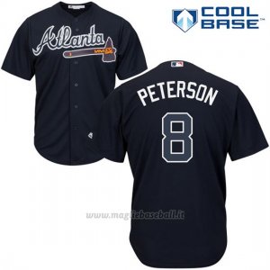 Maglia Baseball Uomo Atlanta Braves 8 Jace Peterson Blu Autentico Collezione Cool Base