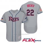 Maglia Baseball Uomo Tampa Bay Rays 2017 Estrellas y Rayas Chris Archer Grigio Flex Base