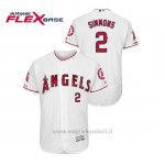 Maglia Baseball Uomo Los Angeles Angels Andrelton Simmons 150th Aniversario Patch Flex Base Bianco