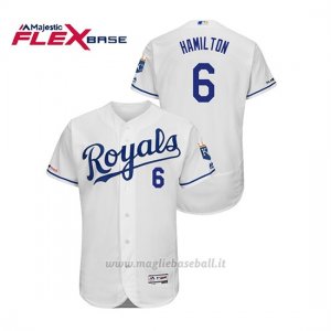 Maglia Baseball Uomo Kansas City Royals Billy Hamilton 150th Aniversario Patch Flex Base Bianco