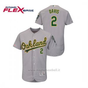 Maglia Baseball Uomo Oakland Athletics Khris Davis 150th Aniversario Patch Autentico Flex Base Grigio
