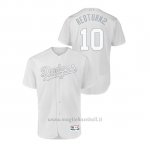 Maglia Baseball Hombre Los Angeles Dodgers 10 Justin Turner 2019 Players Weekend Autentico Bianco