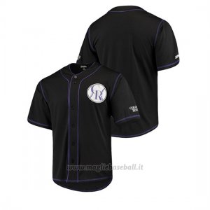 Maglia Baseball Uomo Colorado Rockies Button-down Stitches Team Color Nero
