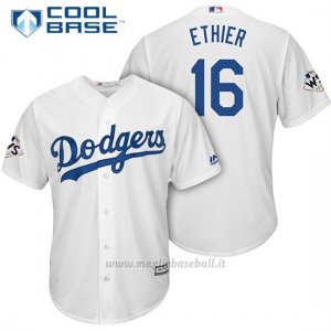 Maglia Baseball Uomo Los Angeles Dodgers 2017 World Series Andre Ethier Bianco Cool Base