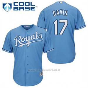 Maglia Baseball Uomo Kansas City Royals Wade Davis 17 Powder Blu Alterner Cool Base
