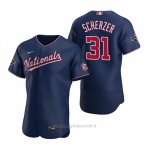 Maglia Baseball Uomo Washington Nationals Max Scherzer Autentico Replica Blu