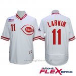 Maglia Baseball Uomo Cincinnati Reds 11 Barry Larkin Majestic Autentico Collezione Flex Base Bianco