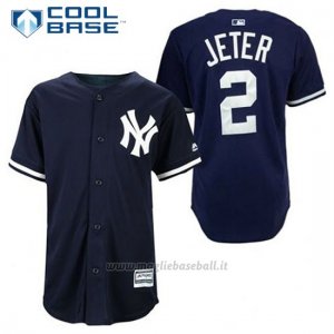 Maglia Baseball Uomo New York Yankees Derek Jeter 2 Blu Blu Cool Base