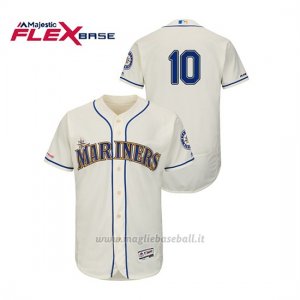 Maglia Baseball Uomo Seattle Mariners Edwin Encarnacion 150th Aniversario Patch Autentico Flex Base Crema
