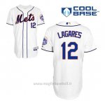 Maglia Baseball Uomo New York Mets Juan Lagares 12 Bianco Alterner Cool Base