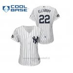Maglia Baseball Donna New York Yankees 22 Jacoby Ellsbury Cool Base 2019 London Series Bianco