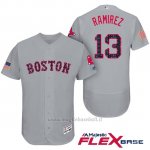 Maglia Baseball Uomo Boston Red Sox 2017 Estrellas y Rayas 13 Hanley Ramirez Grigio Flex Base