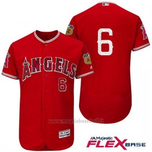 Maglia Baseball Uomo Los Angeles Angels Yunel Escobar 6 Scarlet 2017 Allenamento Primaverile Flex Base Giocatore