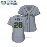 Maglia Baseball Donna San Francisco Giants Buster Posey 2018 Dia de los Caidos Cool Base Grigio