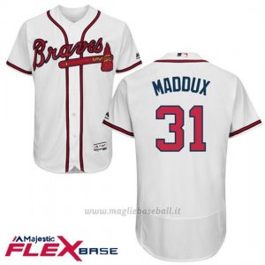 Maglia Baseball Uomo Atlanta Braves 31 Greg Maddux Autentico Collezione Flex Base Bianco