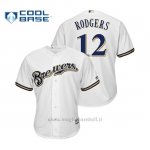 Maglia Baseball Uomo Milwaukee Brewers Aaron Rodgers Cool Base Majestic MLB Crossover Bianco