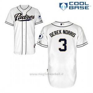 Maglia Baseball Uomo San Diego Padres Derek Norris 3 Bianco 1ªCool Base