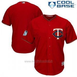 Maglia Baseball Uomo Minnesota Twins Scarlet 2017 Allenamento Primaverile Cool Base