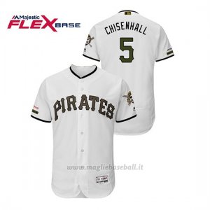Maglia Baseball Uomo Pittsburgh Pirates Lonnie Chisenhall 150th Aniversario Patch Autentico Flex Base Bianco