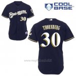Maglia Baseball Uomo Milwaukee Brewers Tyler Thornburg 30 Blu Blu Alterner Cool Base