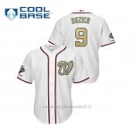 Maglia Baseball Uomo Washington Nationals 9 Brian Dozier 2019 Gold Program Cool Base Bianco