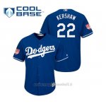 Maglia Baseball Uomo Los Angeles Dodgers Clayton Kershaw Cool Base Entrenamiento De Primavera 2019 Blu